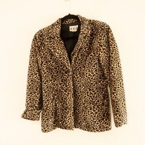 Vintage cheetah leopard print faux fur blazer